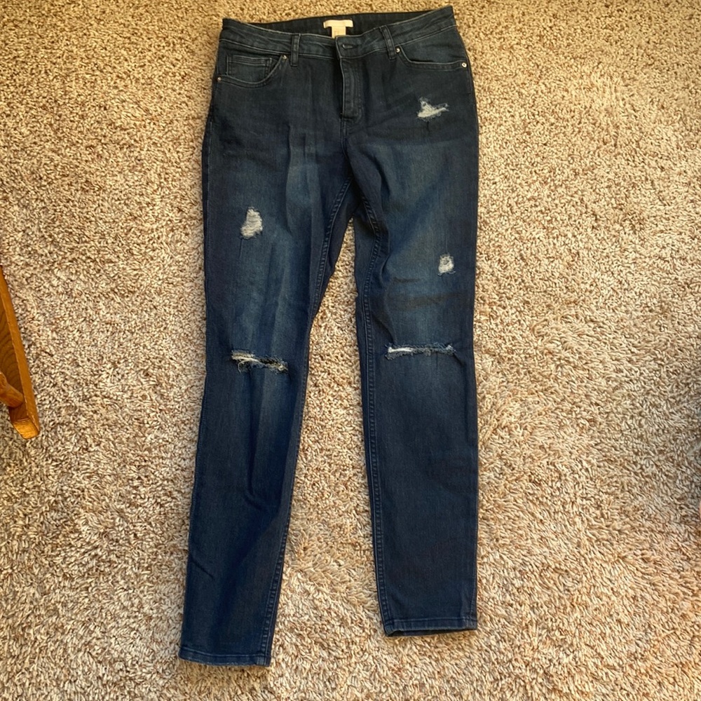 H&M Distressed Blue Skinny Jeans